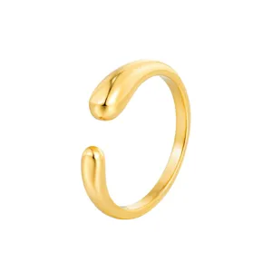 Minimalistischer offener Tropfenring aus 18K vergoldetem Titanstahl, eleganter Schmuck.