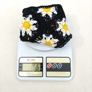 Handmade crochet floral headband sweet daisy hair scarf vintage pastoral hair accessories