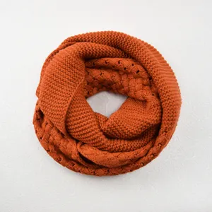 Sciarpa ad anello in maglia arancione da donna, scaldacollo invernale caldo morbido loop.