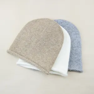 Minimalist Polyester Knit Beanie Hat Literary Retro Solid Color Brimless Slouchy Cuff Skull Cap For Autumn Winter Men Women