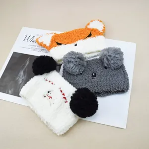 Coral fleece animal embroidery wide headband, cute plush face washing hair band for daily wear.