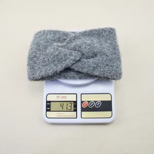 Grey knit twist headband winter warm hair band thick wool-like ear warmer accessory