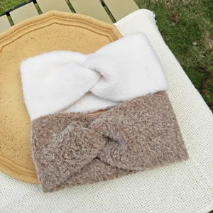 Plush twisted headband set, soft winter hair band for face washing, cozy solid color ear warmer.