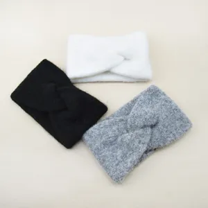 Knitted twisted headband warm winter ear cover soft fleece hair accessory for women.