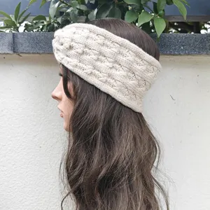 Cozy cable knit headband for women, winter fleece lined warm ear warmer twist hair band.