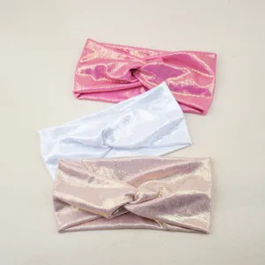 Glänzendes metallisches geknotetes Stirnband einfarbig elastisches Haarband Make-up.