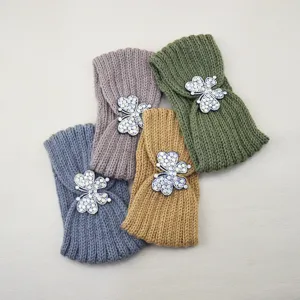 Bunter Kristall Schmetterling Strick Stirnband Damen warme Winter Haarschmuck Accessoires