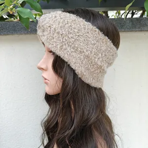 Fluffy knit headband for women, cozy winter fuzzy hair band, wide soft ear warmer hair accessory
