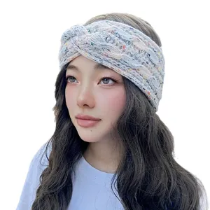 Knitted winter headband for women, thick wool fleece lined ear warmer, cozy cable knit hair band.