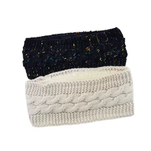 Cozy fleece lined knit headband winter warm cable knit hair band sports stretchy head wrap
