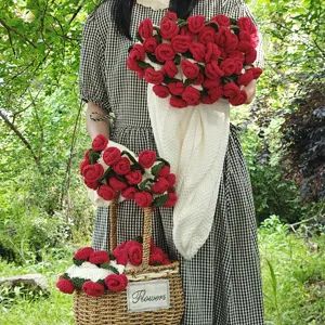 Coperta bouquet di rose all'uncinetto fatta a mano plaid lavorato a maglia per San Valentino