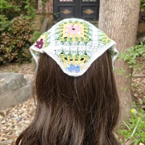 Vintage gehäkelte Haarschal gestrickte Blumen Dreieck Stirnband im ländlichen Stil