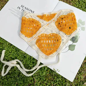 Crochet Heart Knit Triangular Headband Cute Spring Summer Hair Scarf Women Hairband