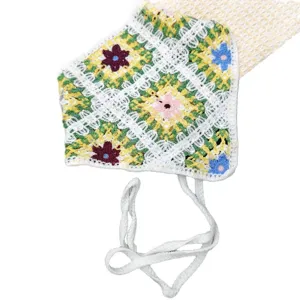 Buntes gehäkeltes Blumen-Dreiecktuch vintage Strick-Haarband, farbenfrohes Kopftuch