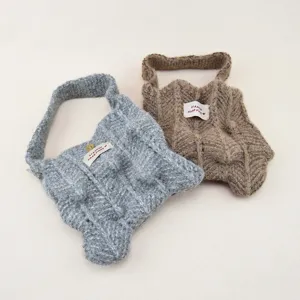 Bolso de Mano Tejido Plisado para Mujer Poliéster Punto Bolso Tote Estilo Retro Pequeño Color Sólido Bolso de Mano para Diario
