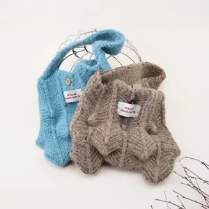 Bolso de mano de lana tejida de otoño e invierno estilo coreano diseño plisado casual