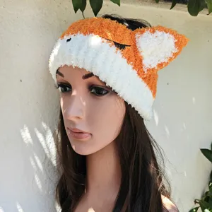 Plush Fox Ear Headband Coral Fleece Makeup Face Wash Hair Band Cute Animal Elastic Hair Hoops