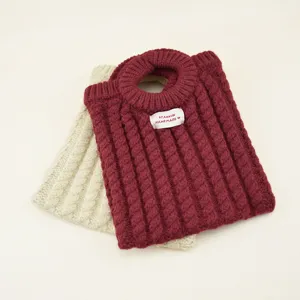 Koreanischer Stil Zopfmuster Handtasche, schicke Wolltragetasche, vielseitige Stricktasche.