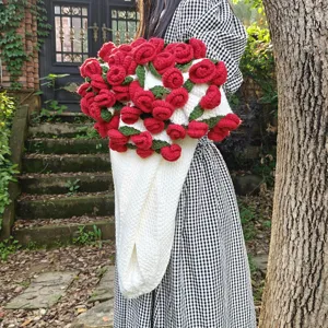 Coperta di rose all'uncinetto morbido plaid di fiori lavorato a maglia decorazione