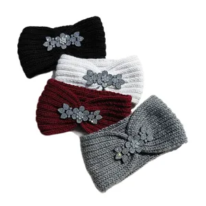 Knitted rhinestone headband winter warm hair band multi-color set fashionable outdoor hair accessory