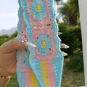 Handgemachte gehäkelte Blumen Granny Square Stirnband bunte Strick Haarband Mode Zubehör