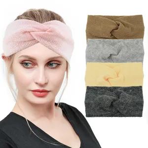 Women Elastic Knitted Cross Crissknot Headband Solid Color Wide Brim Hair Band Sport Yoga Sweatband Makeup Bath Wash Wrap Hair Accessories