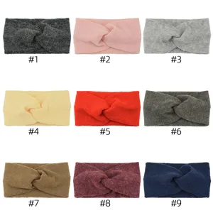 Knitted cross headband stretchy wide hair band solid color yoga sports hair accessories
