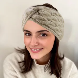 Winter Warm Zopfstrick Stirnband Kreuz Häkeln Haarband Breiter Ohrenwärmer Yoga Turban Kopfwickel Für Damen Einfacher Kopfschmuck