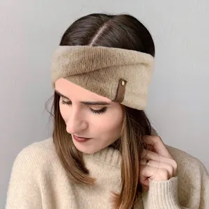 Women Mohair Knitted Cross Twist Headband Winter Warm Ear Warmer Wide Headwrap Solid Color Yoga Sports Hair Band Hair Accessories