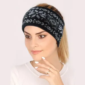 Strickstirnband Damen Winter warm norwegisches Muster Haarband stylischer Ohrenwärmer Mode