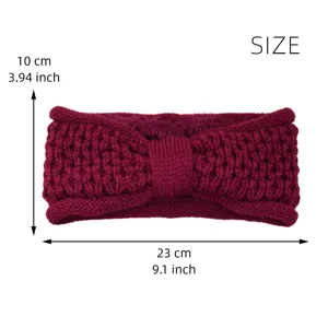 Vue détaillée du bandeau d'hiver en tricot montrant les dimensions exactes de taille.