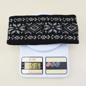 Winter warmer Strick-Stirnband mit nordischem Jacquard-Muster, weiches Wollhaarband für Damen.