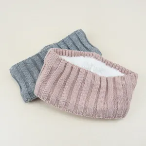 Knitted plush lined headband for women, thick ribbed ear warmer winter hair accessory.