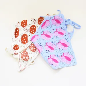 Foulard triangulaire crocheté à la main, bandeau en tricot mignon pour femme au printemps.