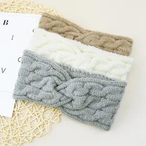 Gestreiftes Strick Zopfmuster Stirnband warm Ohrenwärmer Winter Haarband Yoga Gesicht