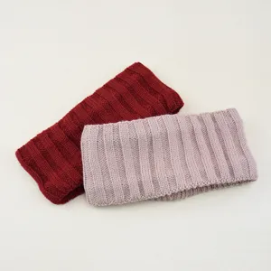 Thick ribbed knitted hairband warm fleece lined winter wide headband hair accessories