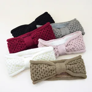 Bandeau en tricot douillet avec doublure polaire, nœud, cache-oreilles chaud accessoires cheveux.