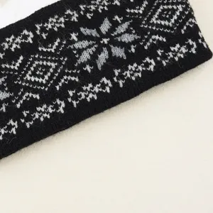 Winter Warme Jacquard Strickstirnband Weiches Acryl Haarband Geometrisches Muster Bohemian Kopfbedeckung Für Damen Ohrenwärmer Zubehör