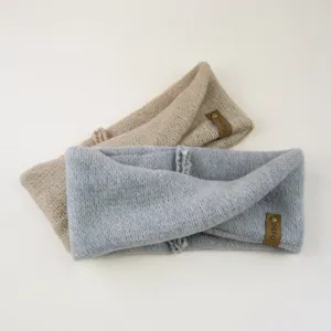 Soft mohair cross knit headband for women winter ear warmer cozy elastic hair accessory detail