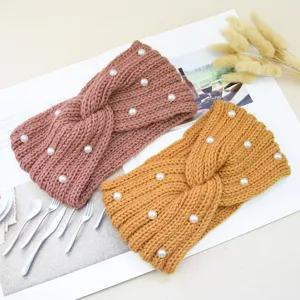 Calda Fascia per Capelli in Maglia di Perle Inverno Orecchie Accessori Yoga Donna