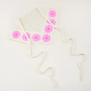 Gehäkeltes Blumen Dreiecktuch Haar, Vintage Gänseblümchen Bandana Stirnband für Damen.