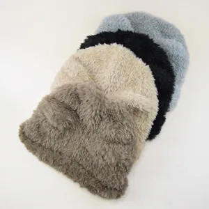 Gezellige pluche winter warme muts, zachte harige muts, casual outdoor ski dikke gebreide muts.