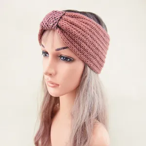 Knit knotted headband with sequins winter warm hair band elastic ear warmer accessory for women