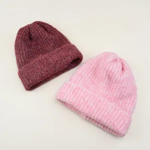 Cozy winter knit beanie warm wool feel solid color hat for skiing and outdoor sports