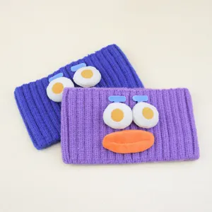 Lustiges gestricktes Stirnband mit großen Augen und Mund, weiches Wollhaarband für Yoga Gesicht.