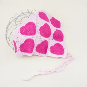 Bandeau bandana cœur crochet rose écharpe cheveux style rétro doux joli accessoire