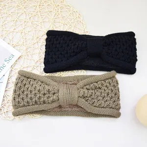 Bandeau tricoté doublé de polaire avec nœud, cache-oreilles chaud pour l'hiver