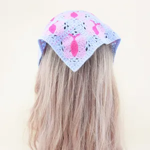 Beau foulard bandana cheveux papillon en crochet tricot accessoire pour detail ete