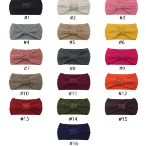 Knit headband set with sequin bow, winter warm ear warmer elastic hair accessories 16pcs