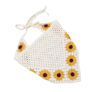 Häkeln Sonnenblume gestrickt Haarband Frühling Sommer Blumen Kopftuch Haar-Accessoires